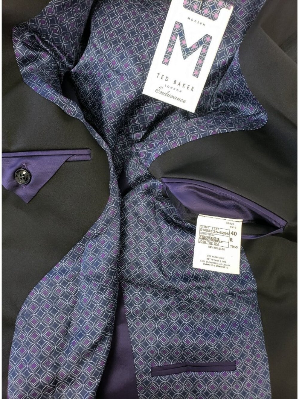 Ted Baker Josh Men's Wool Tuxedo Jacket Blazer Sport Coat Grey Size 40R - Picture 5 of 5